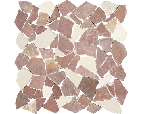 Mosaïques en marbre-pierre naturelle polygonales Biancone & Rosso Verona 30,5x30,5 cm