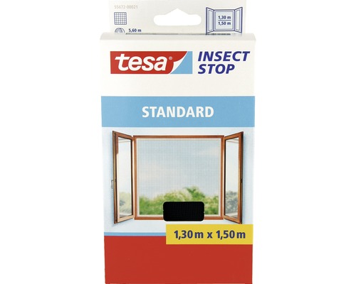 Tesa® Insect Stop Standard Moustiquaire pour fenêtre 1,3m:1,5m Moustiquaire découpable Anthracite . transparent Lot de 10 