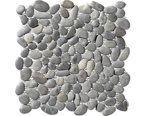 Mosaïques de cailloux fluviaux, noir, 30x30 cm