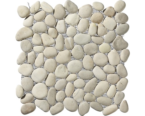 Mosaïques de cailloux fluviaux, blanc, 30x30 cm