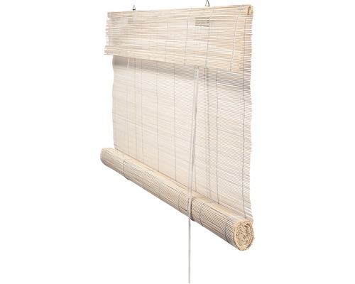 Store en bambou verni en blanc 60x180 cm
