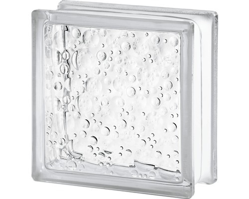 Brique de verre gouttes de pluie blanc 19 x 19 x 8 cm