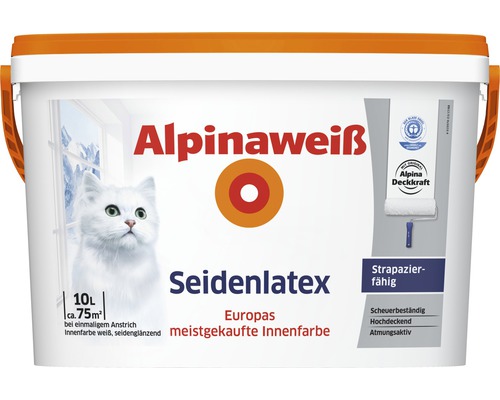Peinture latex Alpina latex satiné blanc 10 l Peinture latex Alpina latex satiné blanc 10 l