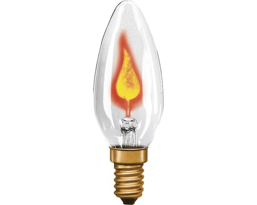 Ampoule en forme de bougie clignotante E14 3 W transparente