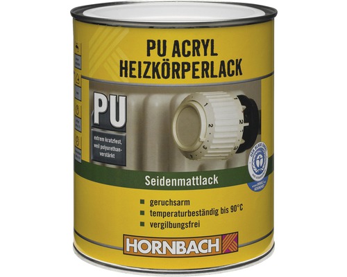 Laque à radiateurs acrylique PU HORNBACH mate satinée, blanc 750 ml