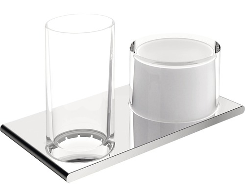 Double fixation avec verre et distributeur de savon KEUCO Edition 400 cristal véritable/chrome 11553