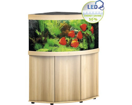Aquariumkombination Juwel Trigon 350 LED SBX mit Beleuchtung, Filter, Heizer und Unterschrank helles Holz