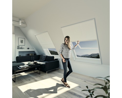 Store moustiquaire plissé EXPERT pour fenêtre de toit blanc 110x160 cm