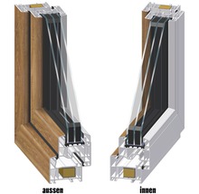 Kunststofffenster 1-flg. ARON Basic weiß/golden oak 1000x1000 mm DIN Links-thumb-4