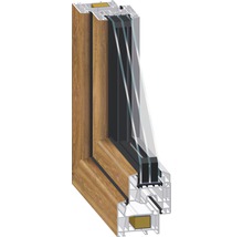 Fenêtre en PVC ARON Basic blanc/golden oak 850x550 mm tirant gauche-thumb-3