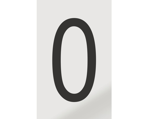 Autocollant chiffre « 0 » en alu noir imprimé 60x100 mm