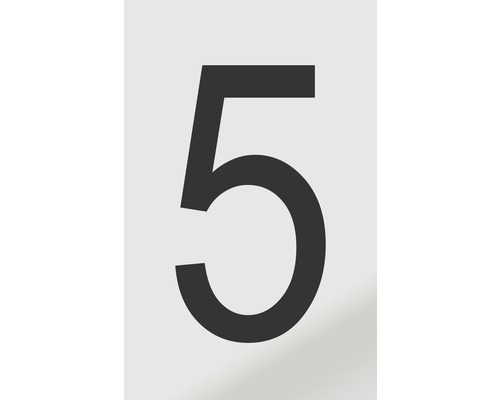 Autocollant chiffre « 5 » en alu noir imprimé 60x100 mm