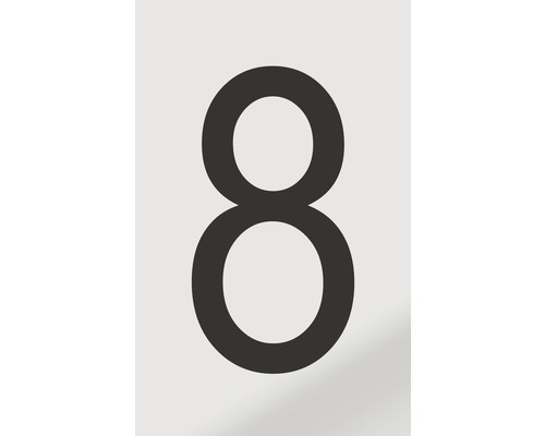 Autocollant chiffre « 8 » en alu noir imprimé 60x100 mm
