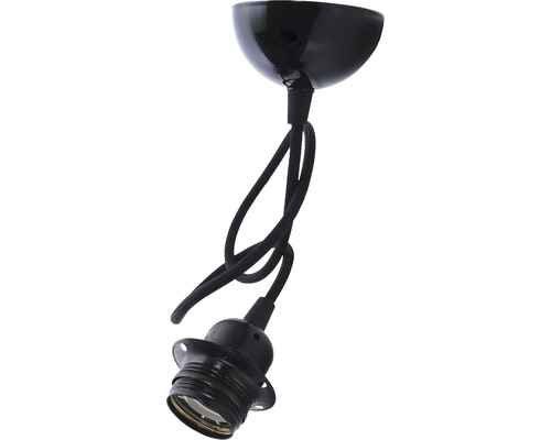 Culot de lampe E27 avec câble textile noir/patine 1 m