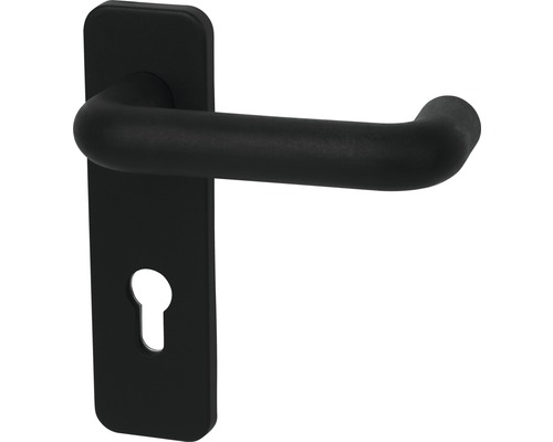 Poignée sur plaque courte Nylon noir cylindre profilé avec 2 poignées pour portes intérieures gauche/droite Poignée sur plaque courte Nylon noir cylindre profilé avec 2 poignées pour portes intérieures gauche/droite
