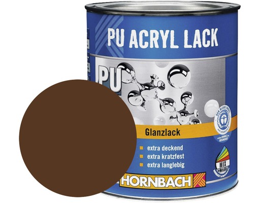 HORNBACH Buntlack PU Acryllack glänzend RAL 8011 nußbraun 750 ml
