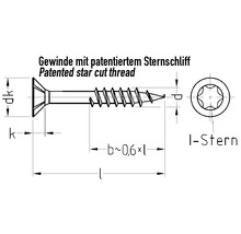 JD Plus Universalschraube Senkkopf m. I-Stern 3,0x12 mm galv.verzinkt gelb chromatiert 1000 Stück-thumb-2