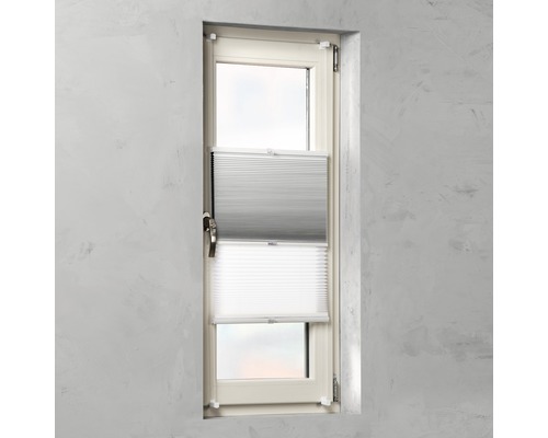 Store plissé duo Soluna avec guidage latéral, blanc, 45x130 cm-0