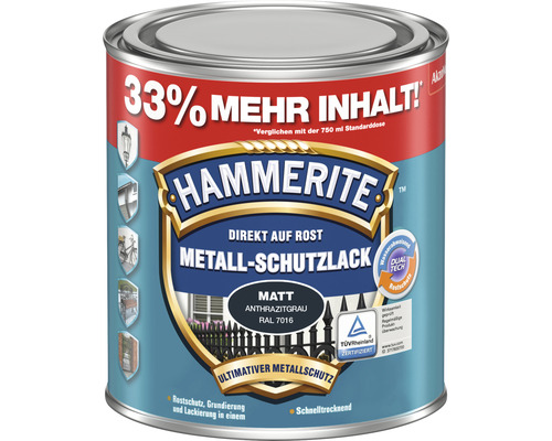 Laque de protection pour métaux HAMMERITE gris anthracite 1 l