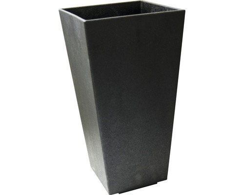 Pflanzvase recyceltes Kautschuk 26x26x50 cm schwarz inkl. Erdbewässerungssystem
