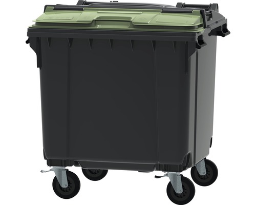 Collecteur de déchets et de recyclage à 4 roues MGB 1.100 l Split Lid gris/gris/vert