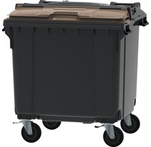 Collecteur de déchets et de recyclage à 4 roues MGB 1.100 l Split Lid gris/gris/marron-thumb-0