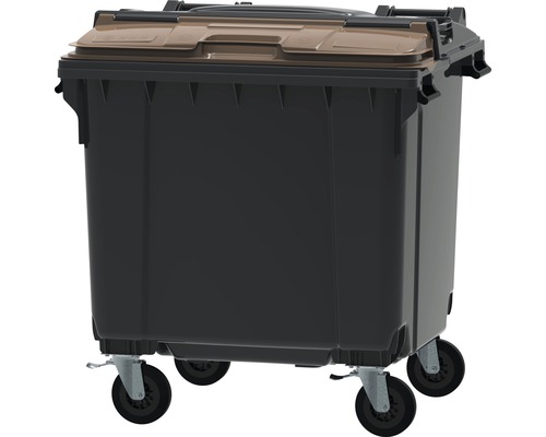 Collecteur de déchets et de recyclage à 4 roues MGB 1.100 l Split Lid gris/gris/marron