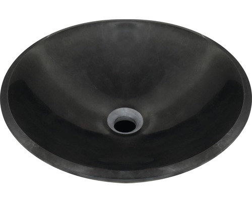 Vasque à poser en pierre naturelle ronde Ø 42 cm noire polie