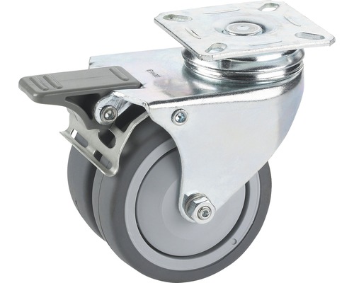 Tarrox Roulette pivotante pour appareils de transport blocable avec plaque 60 x 60 mm, jusqu'à 80 kg, 50 x 73 x 18 mm Tarrox Roulette pivotante pour appareils de transport blocable avec plaque 60 x 60 mm, jusqu'à 80 kg, 50 x 73 x 18 mm