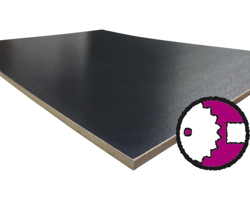Dünn-MDF Platte einseitig schwarz 2440x1220x3 mm (Zuschnitt im Markt möglich)