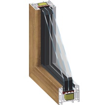 Kunststofffenster Festverglasung ESG ARON Basic weiß/golden oak 450x1600 mm (nicht öffenbar)-thumb-3
