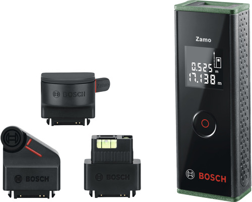 Digitaler Laser-Entfernungsmesser Bosch DIY Zamo Set mit drei Adaptern inkl. 2 x 1,5-V Batterien (AAA)