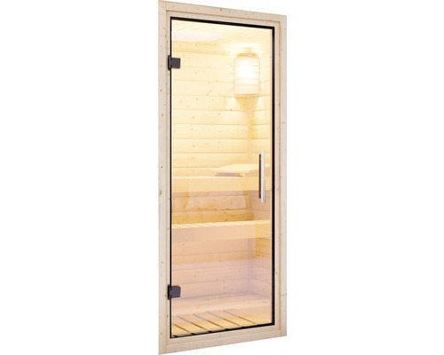 Module de porte Karibu pour saunas de 38/40 mm avec porte entièrement vitrée 175x65,6x0,8 cm