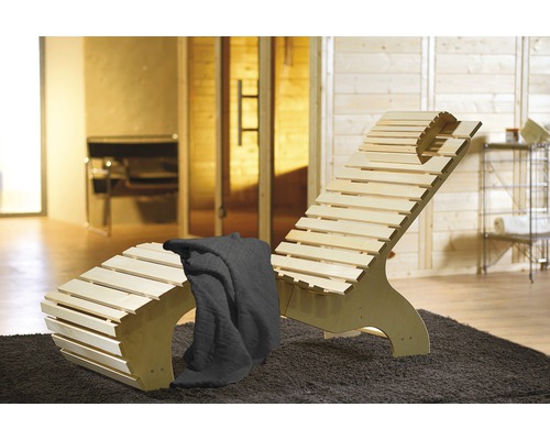 Couchette confort Wellness pour sauna Weka 163,5x64x93,5 cm en bois, ergonomique, serviette sauna incluse