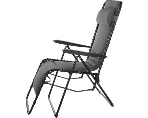 Chaise longue relax Garden Place 84 x 65 x 118 cm tissu avec oreiller anthracite