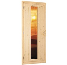 Sauna modulaire Karibu Rodina sans poêle avec couronne et porte en bois avec verre isolant isolé thermiquement-thumb-4