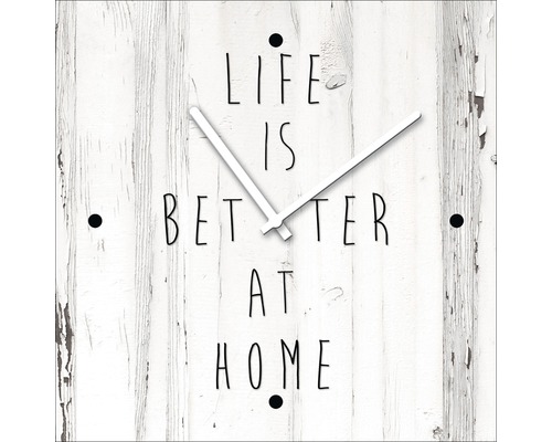 Horloge murale en verre «Life Better Home» 20x20 cm-0