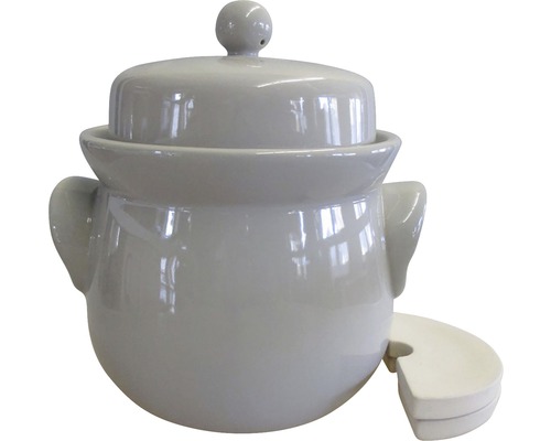Mini-pot de fermentation 3 L gris avec couvercle et pierres