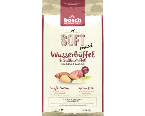 Nourriture sèche pour chien bosch Soft maxi buffle d'eau & patate douce 12,5 kg-0