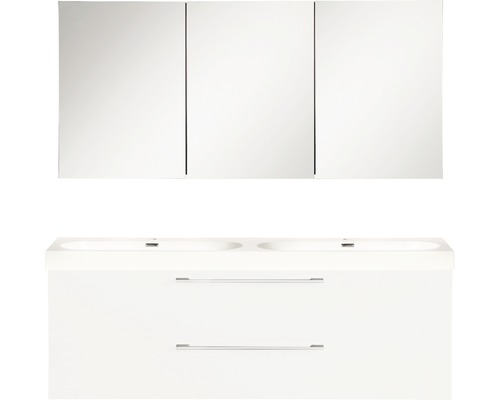 Ensemble de meubles de salle de bains Somero haute brillance blanc 120x57 cm avec armoire à glace