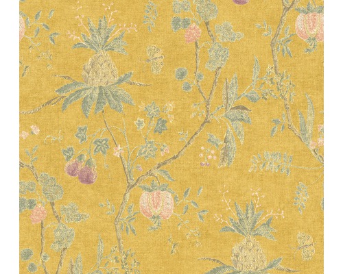 Papier peint intissé 36719-4 Paradise Garden floral moutarde-0
