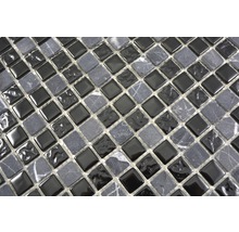 Mosaïque en verre Crystal avec pierre naturelle gris cm M465 30x30 cm gris/noir-thumb-3