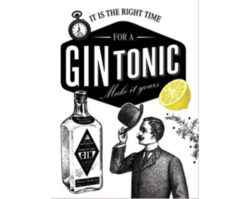 Aimant décoratif Gin Tonic 6x8 cm