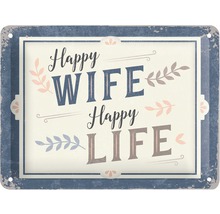 Plaque en tôle Happy Wife.. 15x20 cm-thumb-0