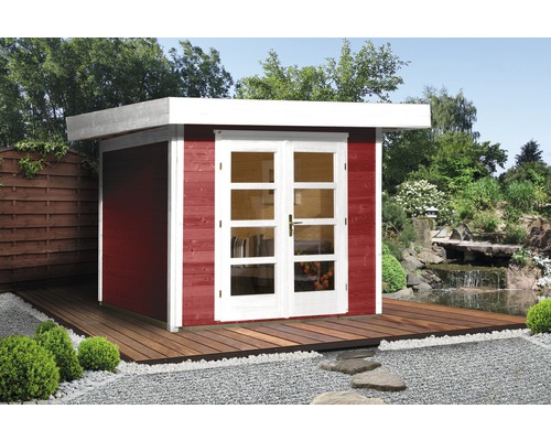 Abri de jardin Designhaus 126+ weka taille 2 dimension de passage élevée 195 cm, avec plancher 295 x 240 cm rouge-0