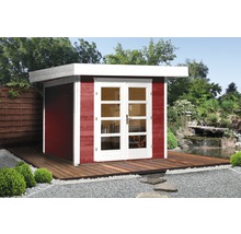 Abri de jardin Designhaus 126+ weka taille 3 dimension de passage élevée 195 cm, avec plancher 295 x 300 cm rouge-thumb-0