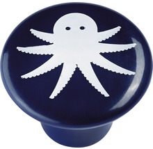 Bouton de meuble plastique bleu Ø 32 mm pieuvre blanc, 1 pièce-thumb-0