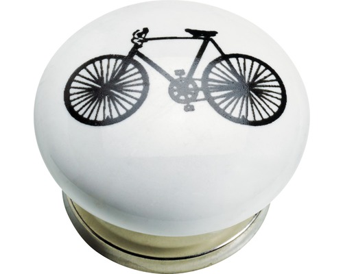 Bouton de meuble porcelaine acier vélo I Ø 40, 1 pièce-0