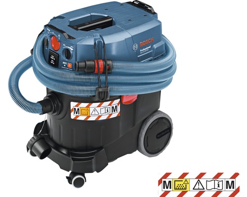 Aspirateur eau et poussière Bosch Professional GAS 35 M AFC avec buse d'alimentation, set de buses de sol, 1 x filtre plissé plat PES et tube d'aspiration 3 x 0,35 m