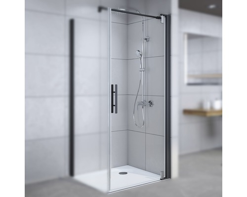 Porte de douche pour paroi latérale Breuer Europa Design 100 cm verre transparent, profilé couleur noir 0290031001005-0